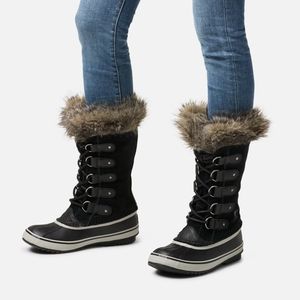 Sorel Joan of Arctic Women's Winter Faux Fur Boot Black/Quarry Size 8.5 LIKE NEW